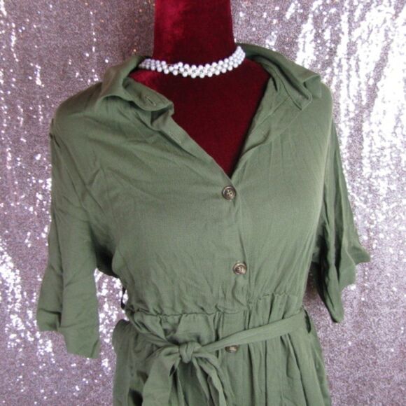 NWT BloomChic button front short sleeve belted dress 12/ L - Picture 5 of 9